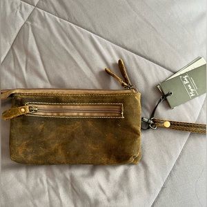 NWT Myra Faux Leather Wristlet Bag with Strap and Multiple Zippers